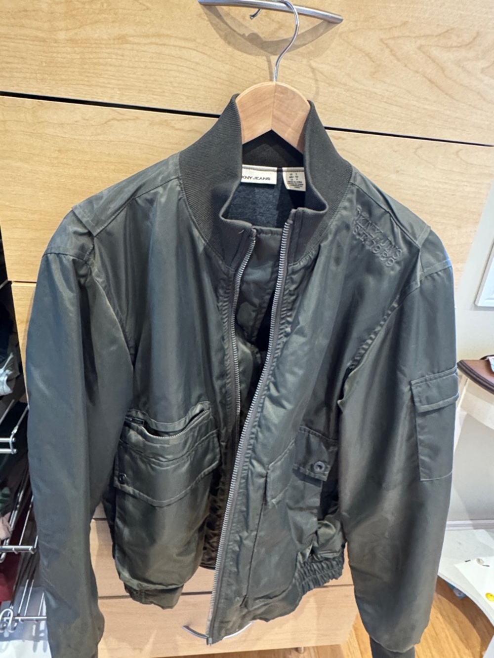 VINTAGE-Dkny Olive Green Men's Bomber Jacket